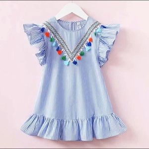 Beautiful blue striped tassel dress